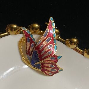 Cloisonné Butterfly Enamel Brooch